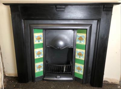 Antique Edwardian 1920s painted wood fire surround