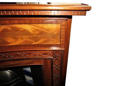 Antique Edwardian Burr Mahogany Waring & Gillows Style Wood Surround - corner