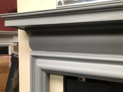 Antique Edwardian bolection painted fire surround - top