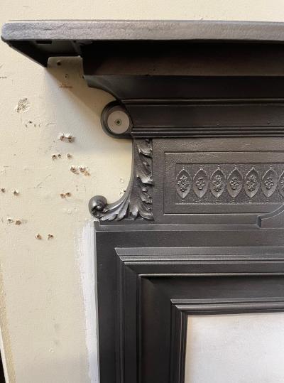 Antique Edwardian Cast Iron Stove Fire Surround - corner