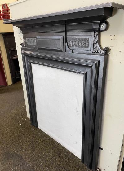 Antique Edwardian Cast Iron Stove Fire Surround - side