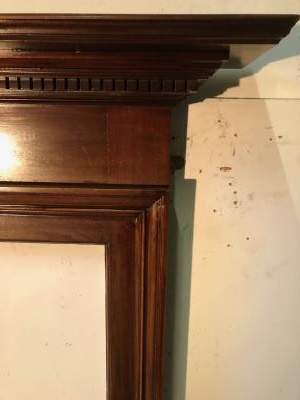 Antique Edwardian mahogany fire surround - corner