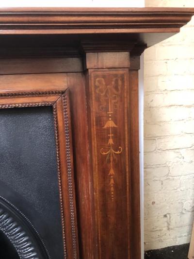 Antique Edwardian mahogany fire surround - leg