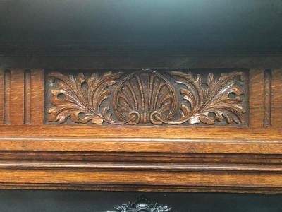 Antique Edwardian oak fire surround - detail