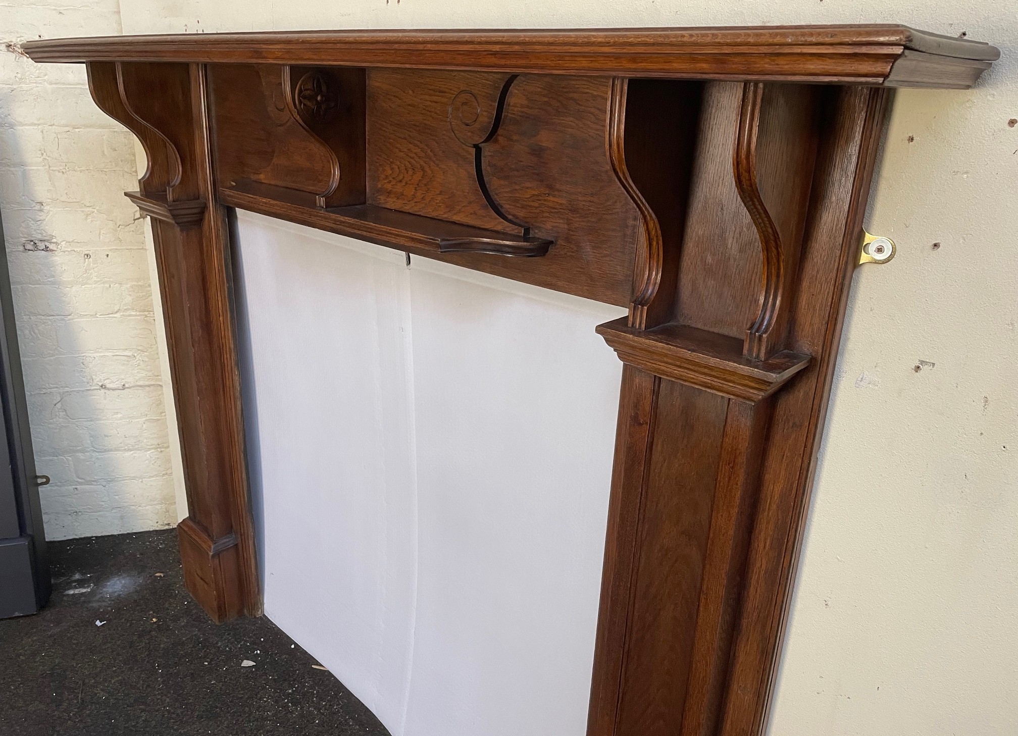 Antique Edwardian Oak Fire Surround - side