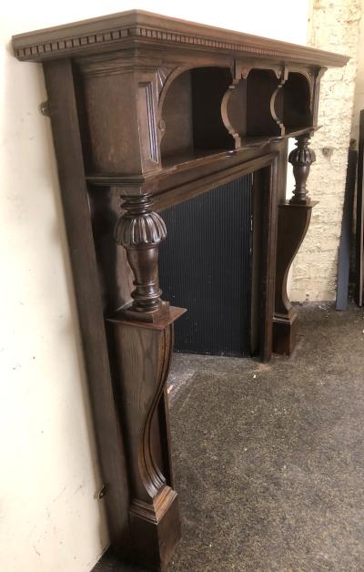 Antique Late Victorian oak fire surround - side