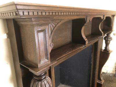 Antique Late Victorian oak fire surround - top