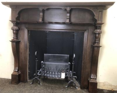 Antique Late Victorian oak fire surround