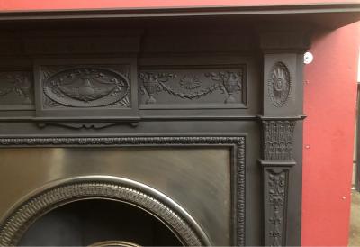 Antique Victorian cast iron fire surround - close