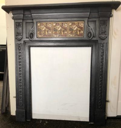 Antique Victorian cast iron stove surround