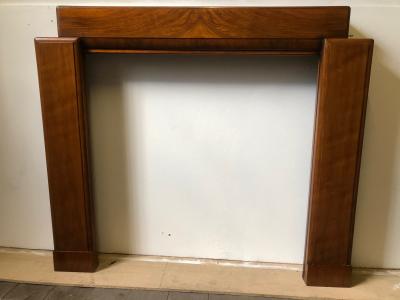 Antique burr walnut Art Deco fire surround - close