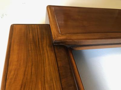 Antique burr walnut Art Deco fire surround - corner