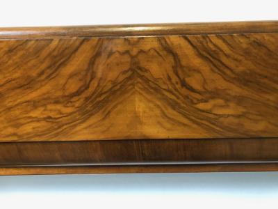 Antique burr walnut Art Deco fire surround - close