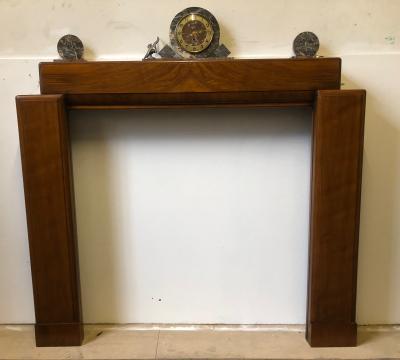 Antique burr walnut Art Deco fire surround