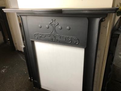 Antique cast iron Edwardian stove fire surround - side