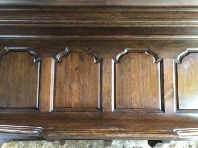 Antique large late Victorian Edwardian oak fire surround - detail