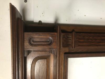 Antique late Victorian / Edwardian oak fire surround - corner