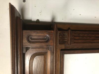 Antique late Victorian / Edwardian oak fire surround - corner