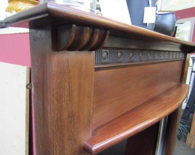 Antique mahogany 1920s 1930s wood fire surround - shelf