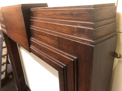 Antique oak 1930s Art Deco fire surround - close