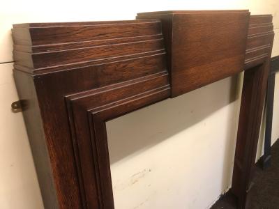 Antique oak 1930s Art Deco fire surround - side