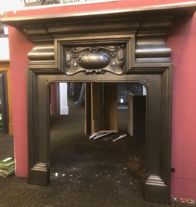 Edwardian antique burnished cast iron surround