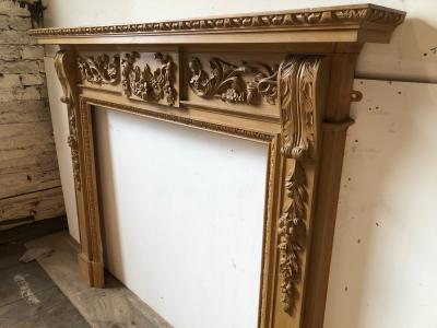 Georgian Vintage carved pine fire surround - side