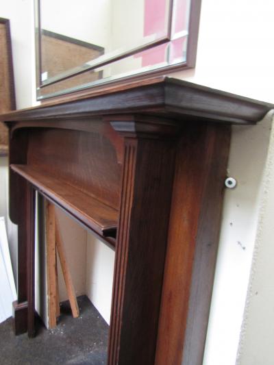 Edwardian dark oak fire surround - Side