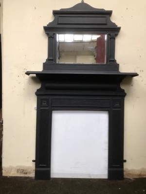 Antique Edwardian cast iron surround with overmantel