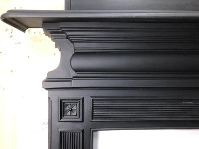 Antique Edwardian cast iron surround with overmantel - corner