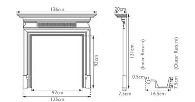 Otley- Cast iron Edwardian fire surround - Sizes