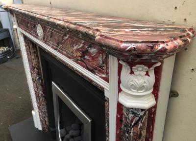 Painted Vintage style wood fire surround - shelf