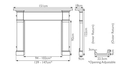 Prince- Cast iron Edwardian fire surround - Sizes