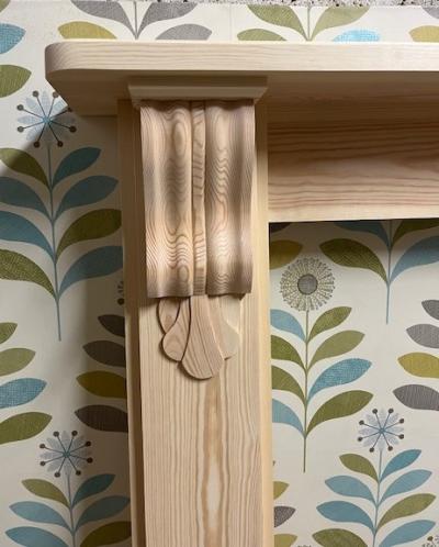 Large Victorian Corbel wood fireplace surround - corner detail