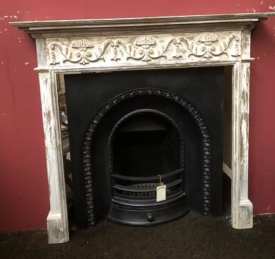 Vintage Georgian style shabby Chic painted fire surround