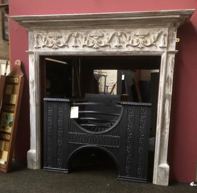 Vintage Georgian style shabby Chic painted fire surround