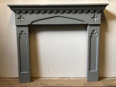 Vintage Gothic style painted fire surround