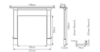 Manatton - Cast Iron Fireplace Surround - Black - sizes