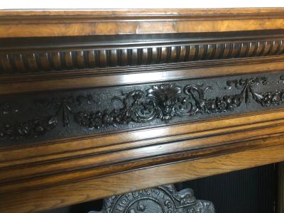 Antique Early Victorian Burr Walnut Fire Surround - detail