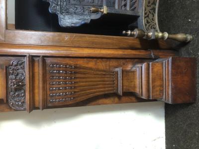 Antique Early Victorian Burr Walnut Fire Surround - leg