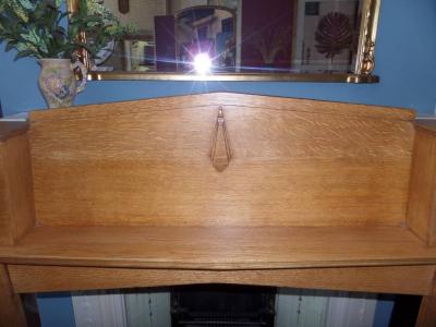 Antique Unusual Art Deco Oak Fireplace Surround