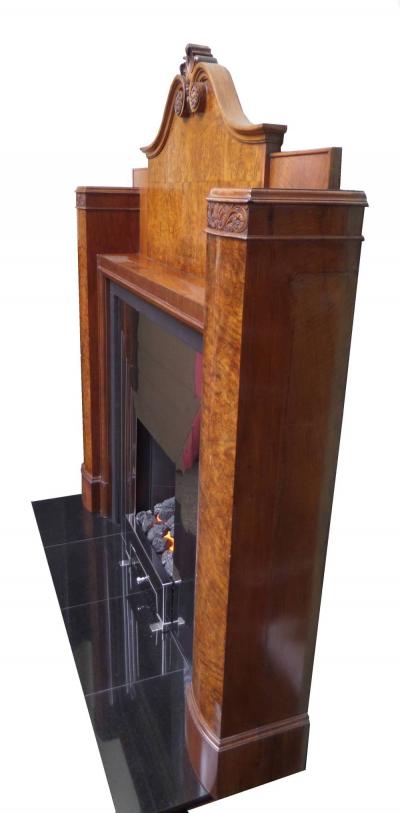 Antique Art Deco Burr Walnut Veneered Surround