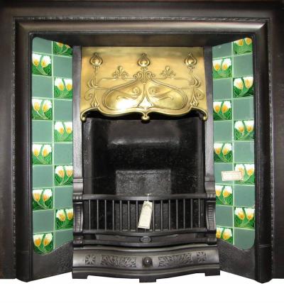 art nouveau fireplace tiles